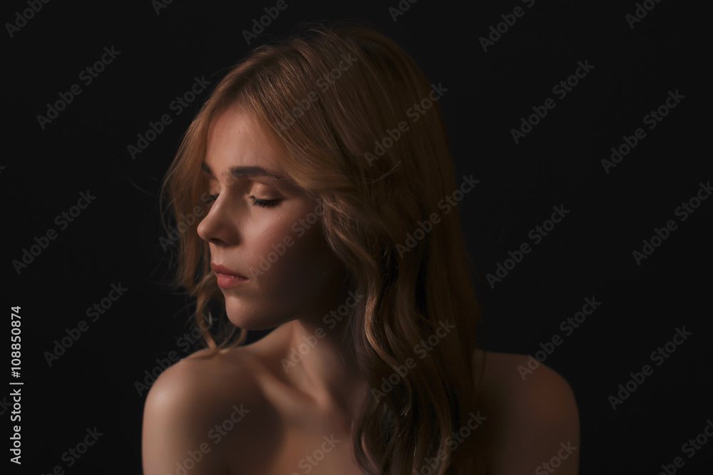 Sensual blonde woman with closed eyes Sensual blonde woman with closed eyes