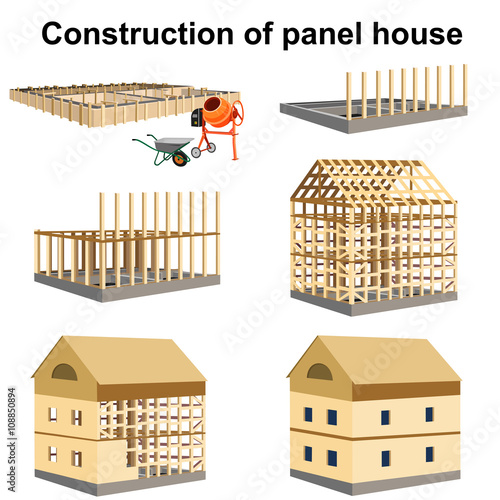 House construction infographics set. Vector illustration on white background.
