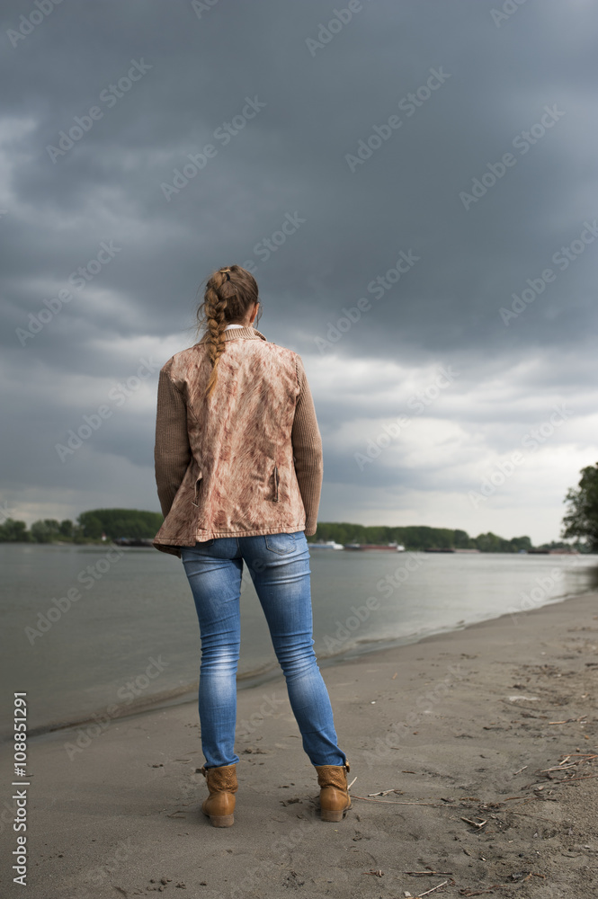 Portrait of girl just before storm