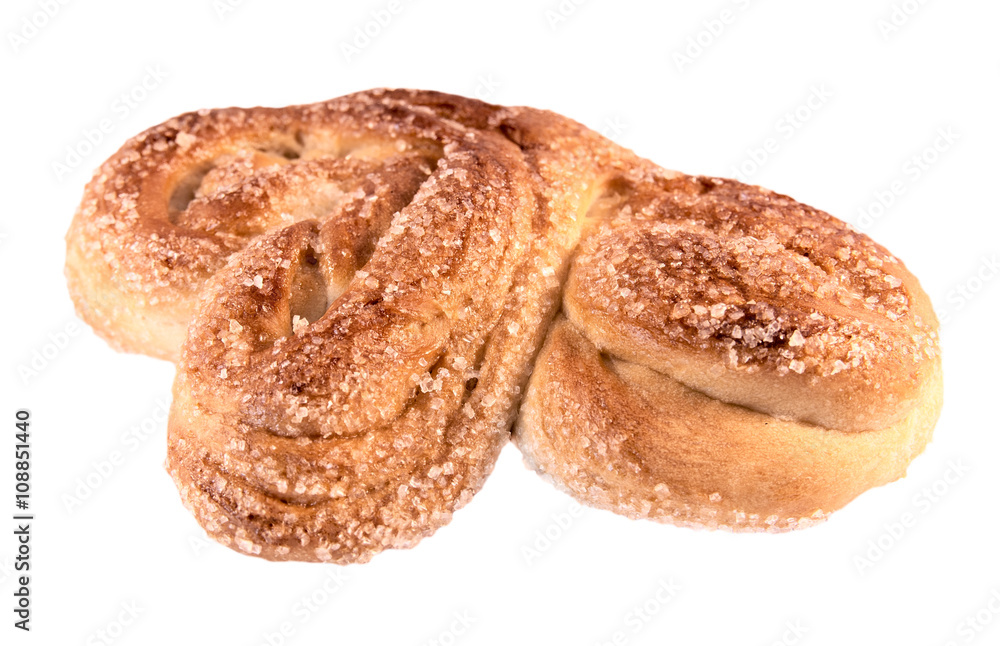 Bun with sugar crust isolated on a white background