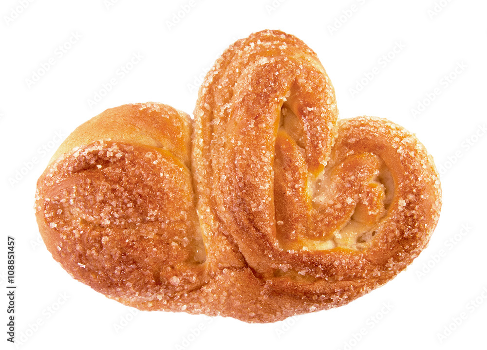 Bun with sugar crust isolated on a white background Bun with sugar crust isolated on a white background