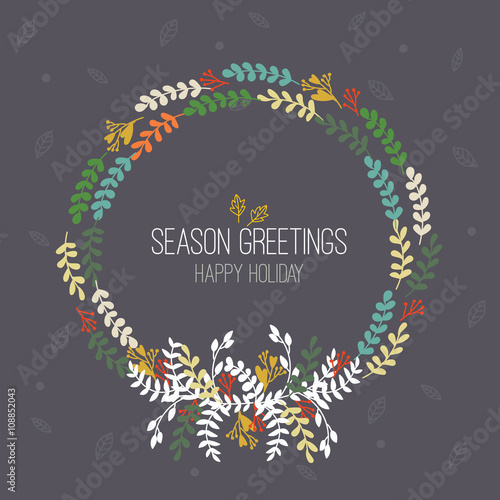 Happy Holidays hand-lettering vintage greeting card