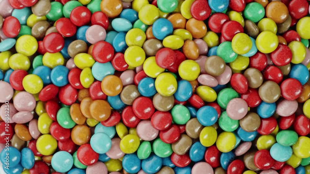 Colorful coated chocolate Candies Rotating Colorful coated chocolate Candies Rotating