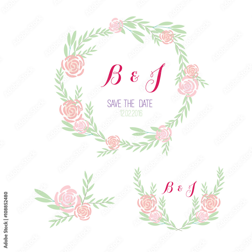 wedding invitation card suite with  flower Templates
