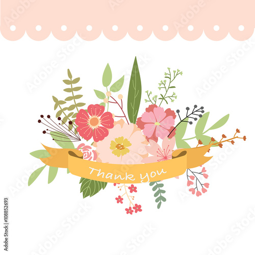 Thank you floral lettering design. Vector illustration EPS10
