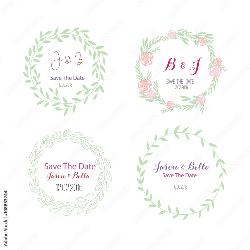 wedding invitation card suite with  flower Templates
