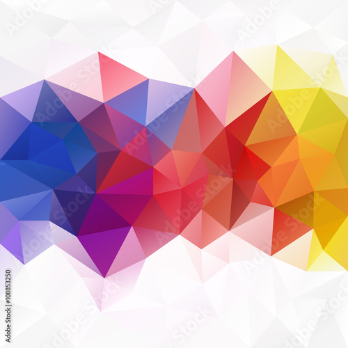 vector abstract irregular polygon background with a triangular pattern in full spectrum colors - rainbow strip in the middle