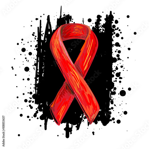 World AIDS Day. Red Awareness Ribbon vector illustration. Stop AIDS