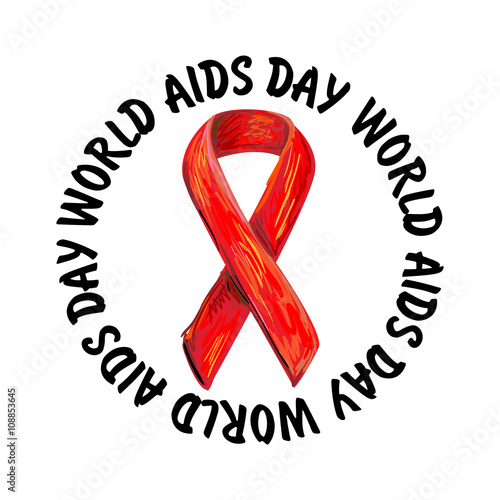 World AIDS Day. Red Awareness Ribbon vector illustration. Stop AIDS