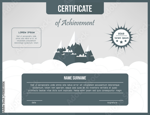 Certificate of achievement template. Certification background. Web cetrificate layout design. 