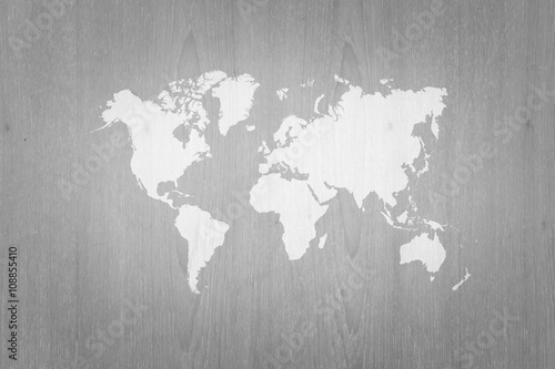 Fototapeta Naklejka Na Ścianę i Meble -  Wood texture surface with world map