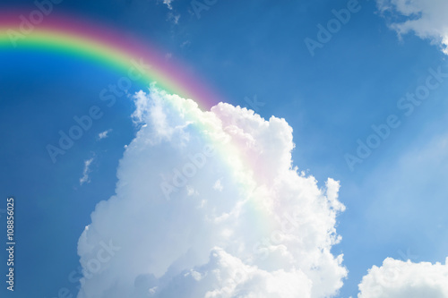 Blue sky cloud with rainbow