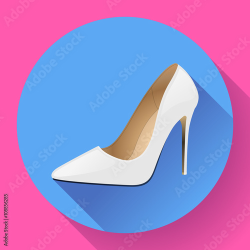 Fashionable woman shoes vector Icon. High heels. Flat design style