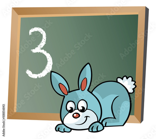 Alphabet on chalkboard with bunny