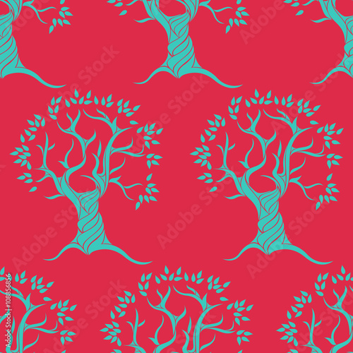 Seamless pattern with trees vector background. Perfect for wallpapers, pattern fills, web page backgrounds, surface textures, textile