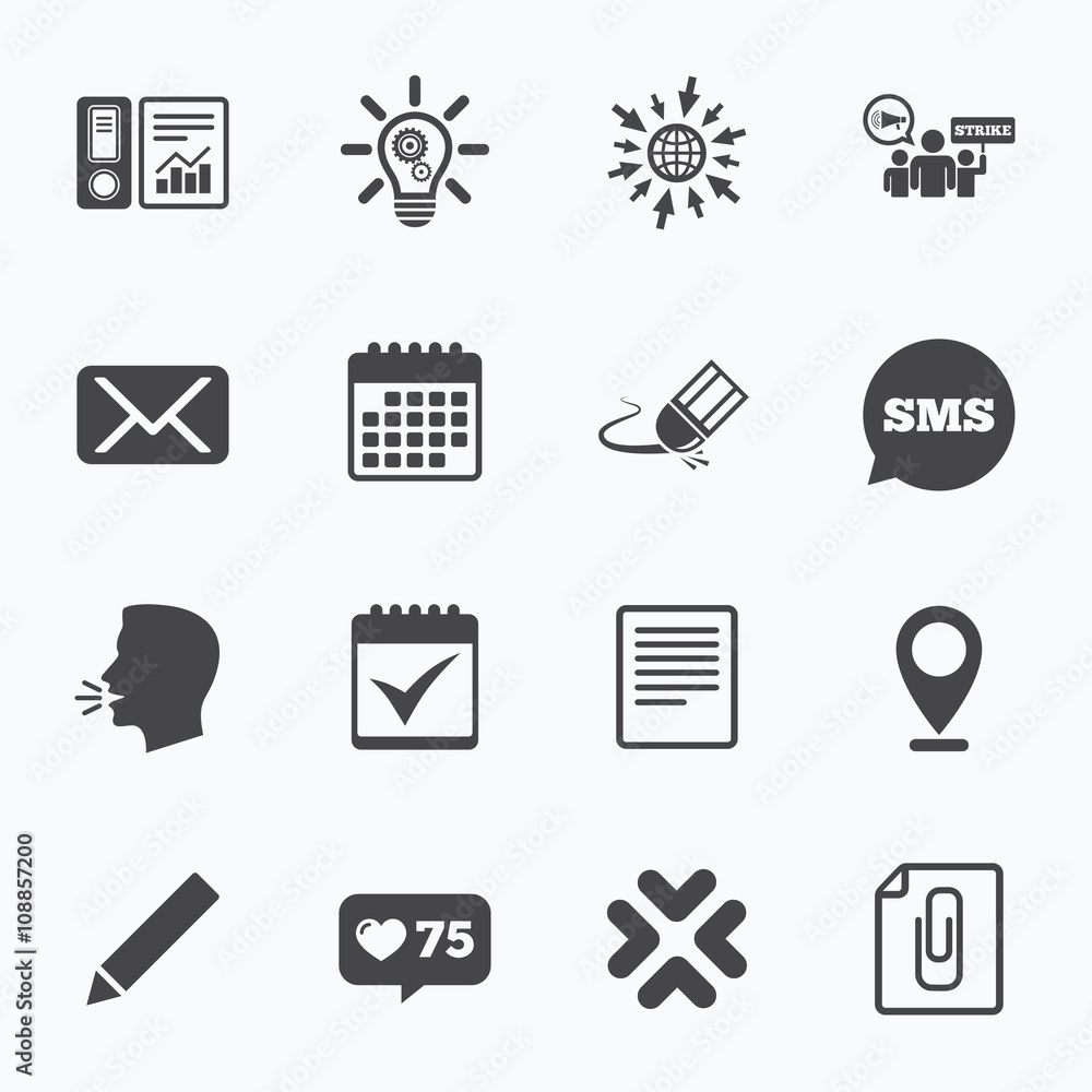 Office, documents and business icons. Office, documents and business icons.