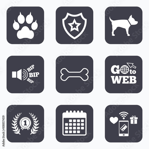 Pets icons. Cat paw with clutches sign.