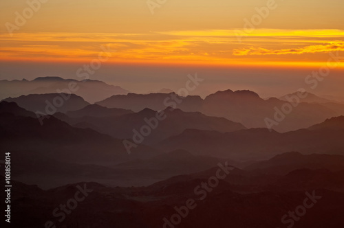 Panorama rocks of holy ground Mount Sinai on the sunrise, Egypt © Gelia