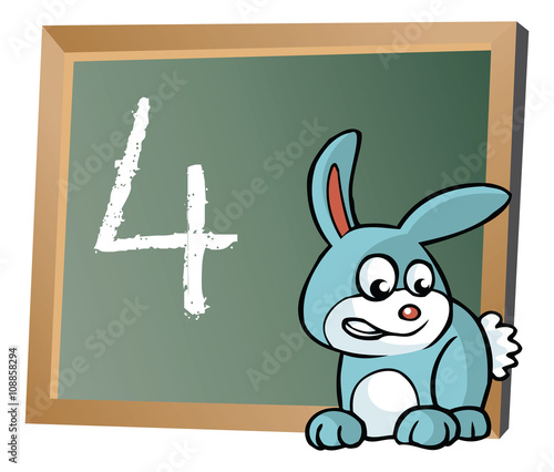 Alphabet on chalkboard with bunny