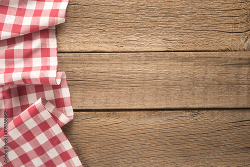  Tablecloth textile on wooden background 