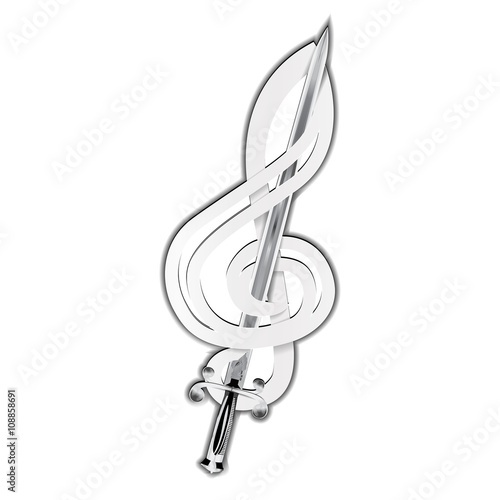 treble clef with a sword
