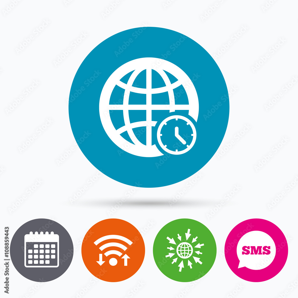 World time sign icon. Universal time symbol. World time sign icon. Universal time symbol.