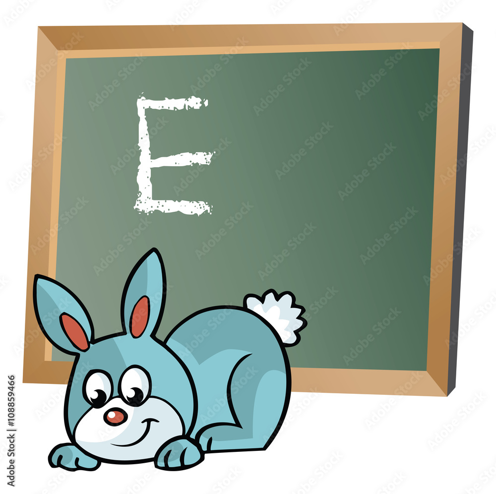 Obraz premium Alphabet on chalkboard with bunny