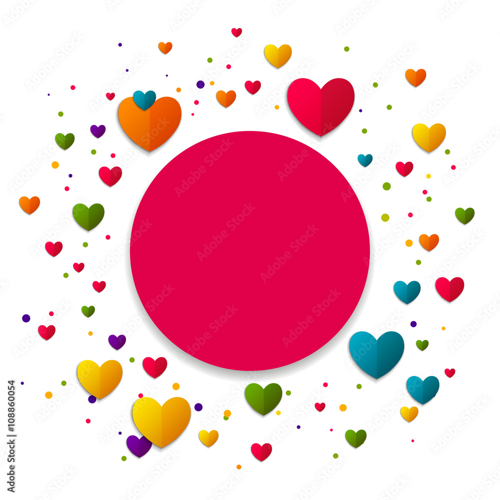 Vector Illustration of a Colorful Background with Hearts