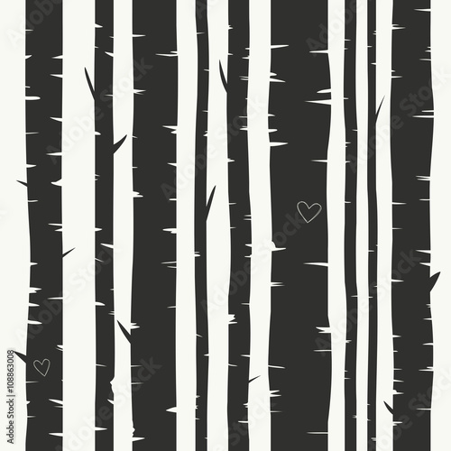 Seamless vector background with birch forest