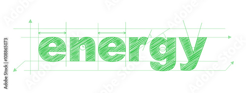 Green ENERGY Vector Technical Lettering Icon