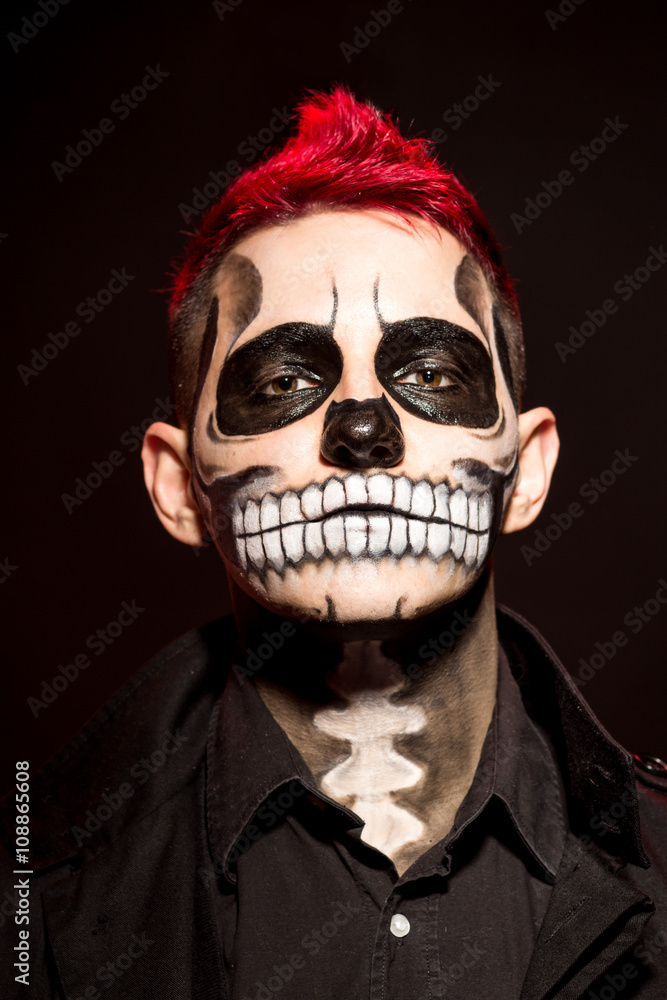 Scary looking skull face make up. Scary looking skull face make up.