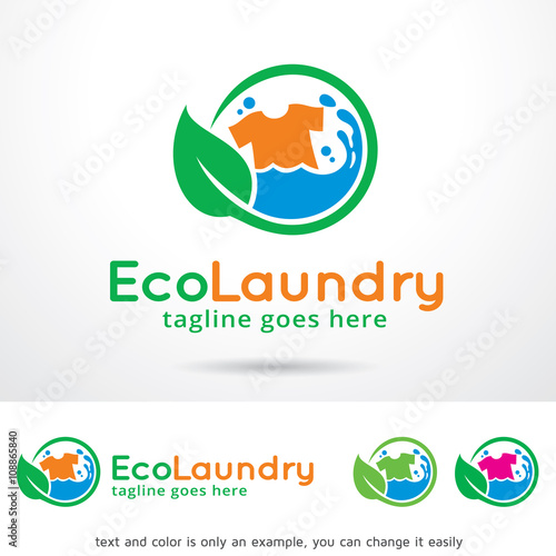 Eco Laundry Logo Template Design Vector 