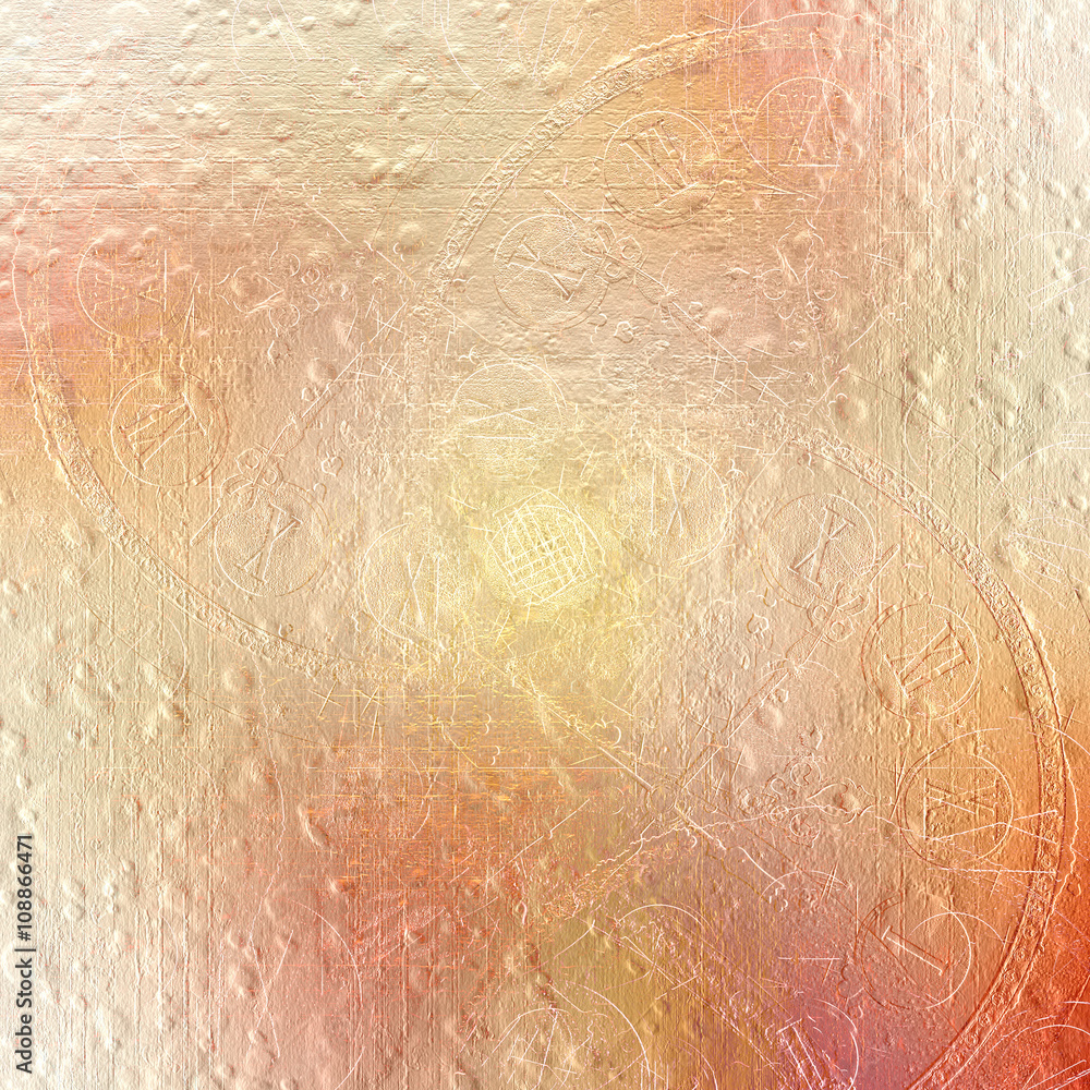 Fototapeta premium Cement wall with relief pattern colorful clockwork.