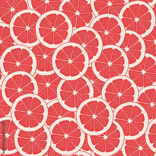 Red grapefruit vector. Seamless pattern background grapefruit. Slices of grapefruit.