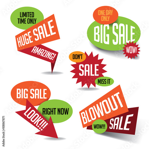 Big Huge Blowout Sale banner and burst collection EPS 10 vector.