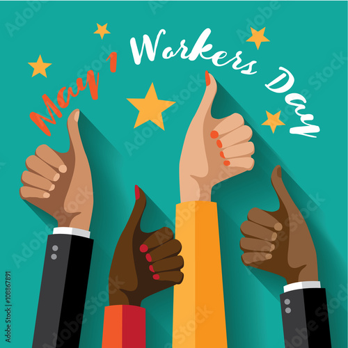 
May first workers labour day flat design