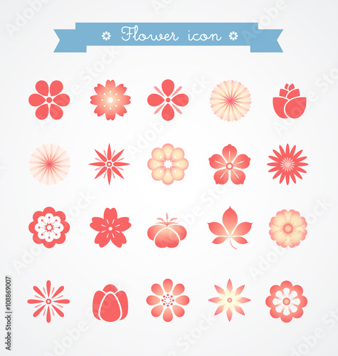 Set of flower icons-Vector Illustration