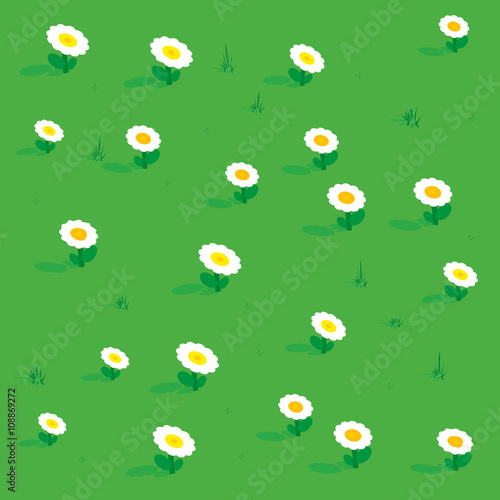 Seamless simple flowers patterns isometric view. 