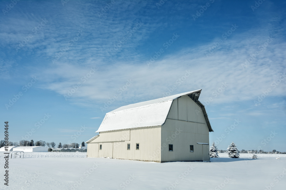 White Barn With Snow White Barn With Snow