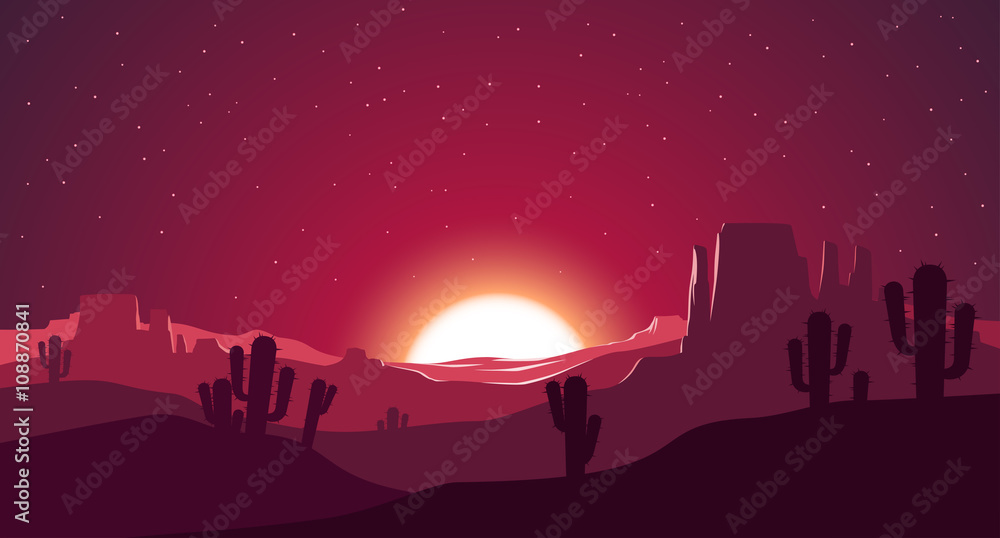 Desert at sunset illustration
