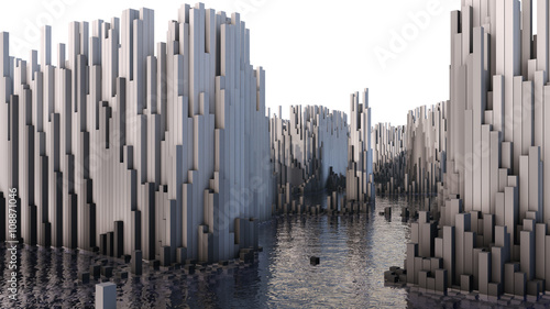 3D illustration of abstract render structure made of millions columns © idea_studio