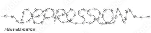 DEPRESSION written in BARBED WIRE