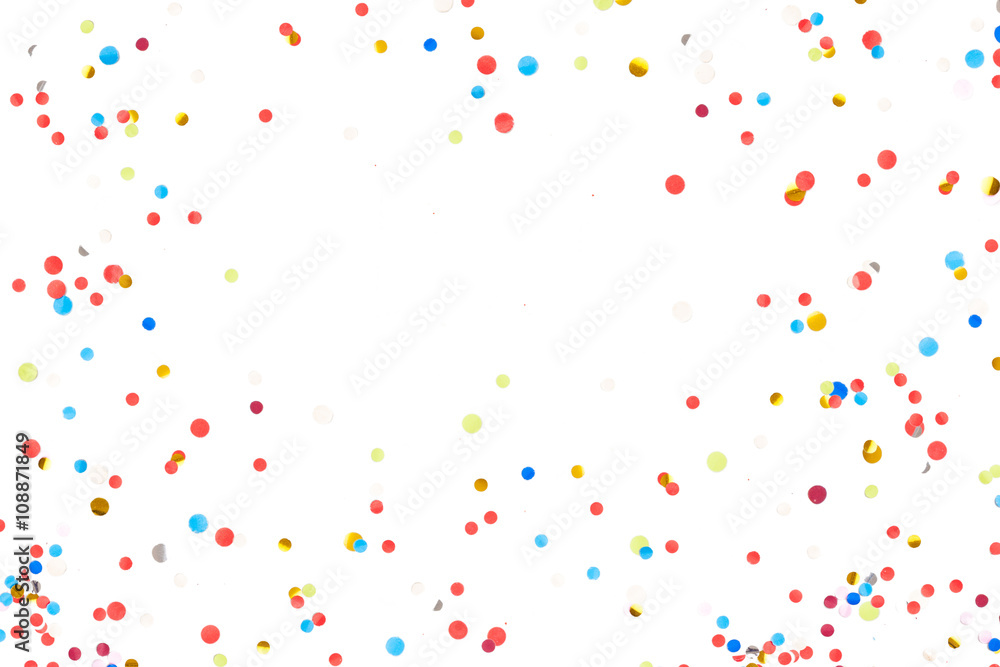 Colorful Confetti in front of White Background