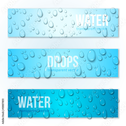 Horizontal Banners Set with Water Drops