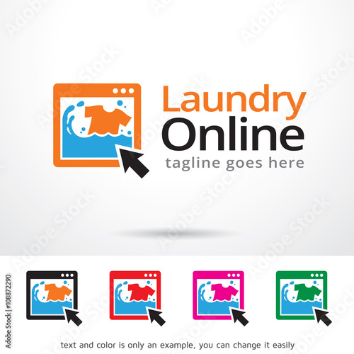 Laundry Online Logo Template Design Vector