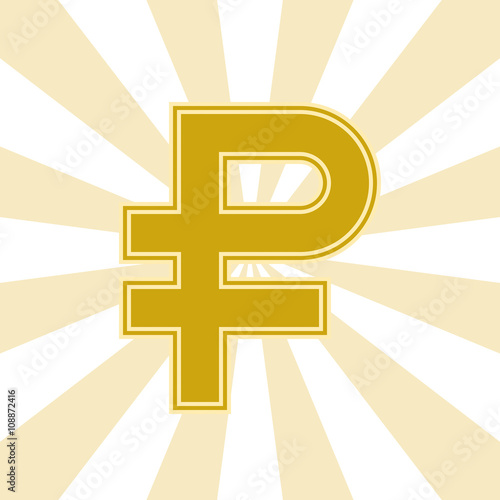 The symbol of the Russian ruble Golden color. Vector illustration. You can make a seamless background.