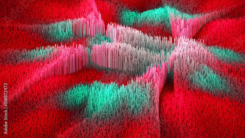 3D illustration of abstract macro render structure made of millions columns