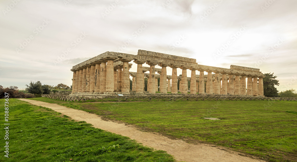 Greek Temples of Paestum - UNESCO World Heritage Site, with some of the most well-preserved ancient Greek temples in the world. It's about three temples of Hera, Poseidon and Ceres in Paestum ,Italy.