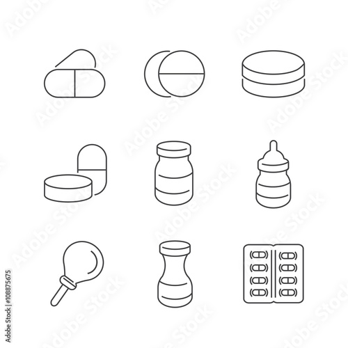 Line Icons Set Of Medical Pharmacist Icons