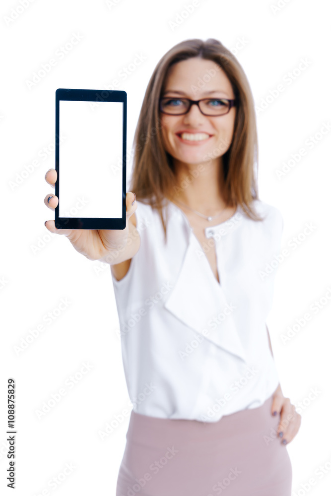Businesswoman holding smartphone in hands Businesswoman holding smartphone in hands